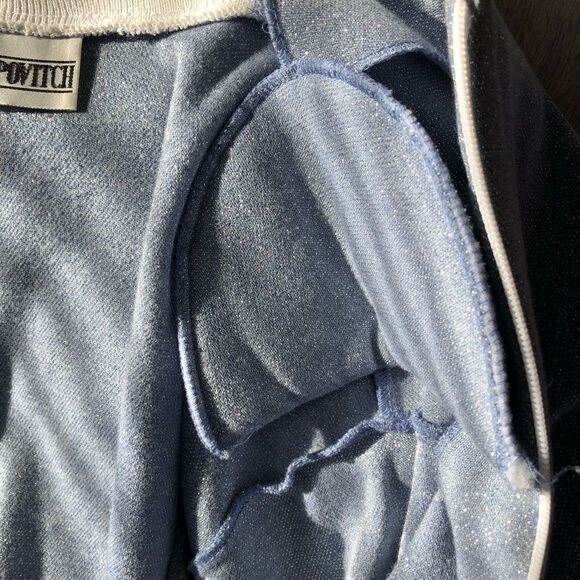 Vintage 90s Peter Popovitch Blue Sparkle Full Zip Sweatshirt - Picture 6 of 6